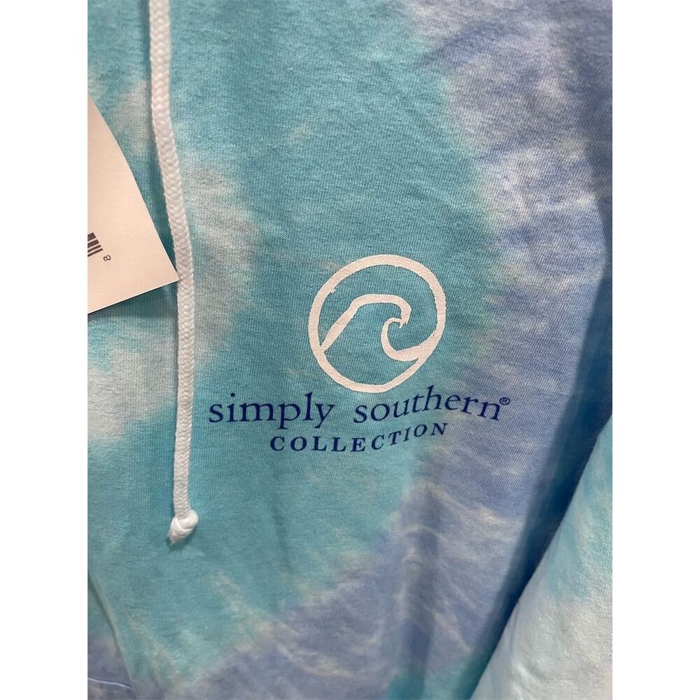 Simply Southern Women's Tie-Dye Hoodie Blue Medium Long Sleeve Casual - Picture 2 of 7